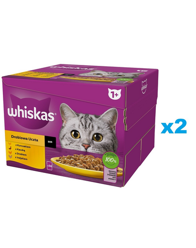 Plicuri in sos WHISKAS Adult 48x85 g bucati de pui